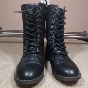 black combat boots